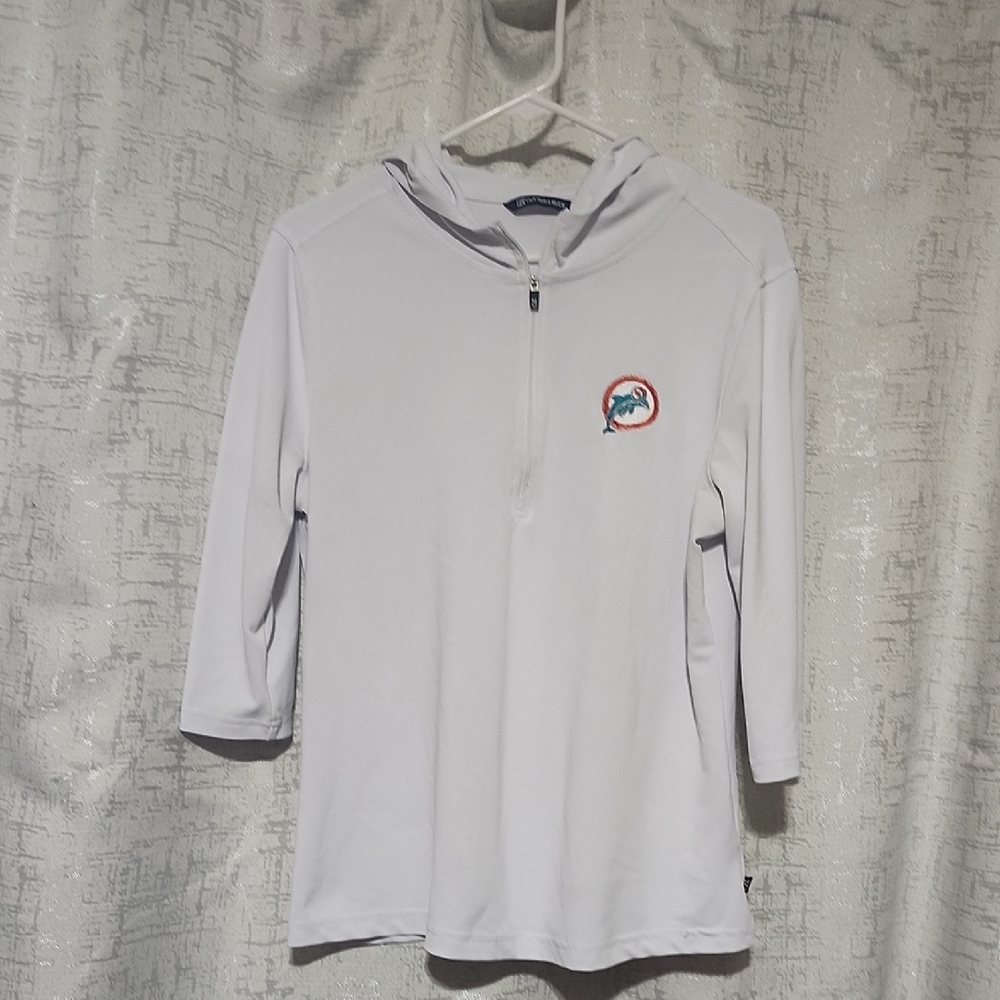 Miami Dolphins Womens Cutter & Buck White Quarter-Zip Pullover